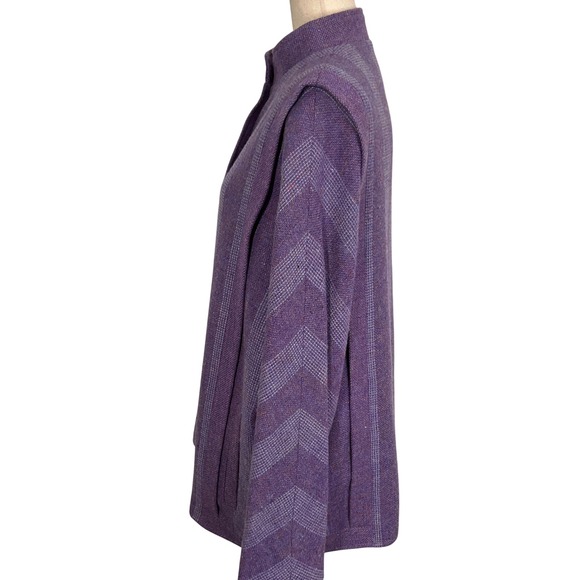 Triona Ireland Jacket Women Large Purple Stripe Tweed Ardara Donegal Coat - Picture 3 of 11